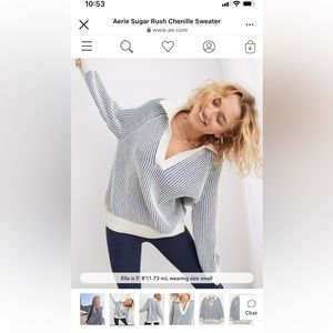 Blue striped aerie collar sweater